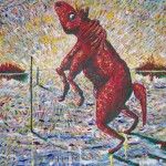horse on ice – acrylic painting